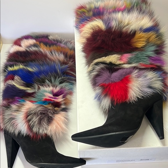 Jeffrey Campbell Maze Genuine Rabbit Fur Knee High Boot - Picture 2 of 5